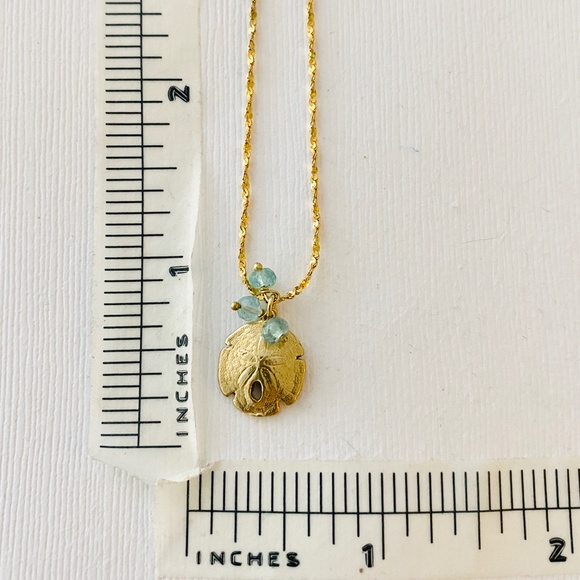 Sand Dollar Aqua Necklace Catherine Weitzman Gold Vermeil - Picture 4 of 4